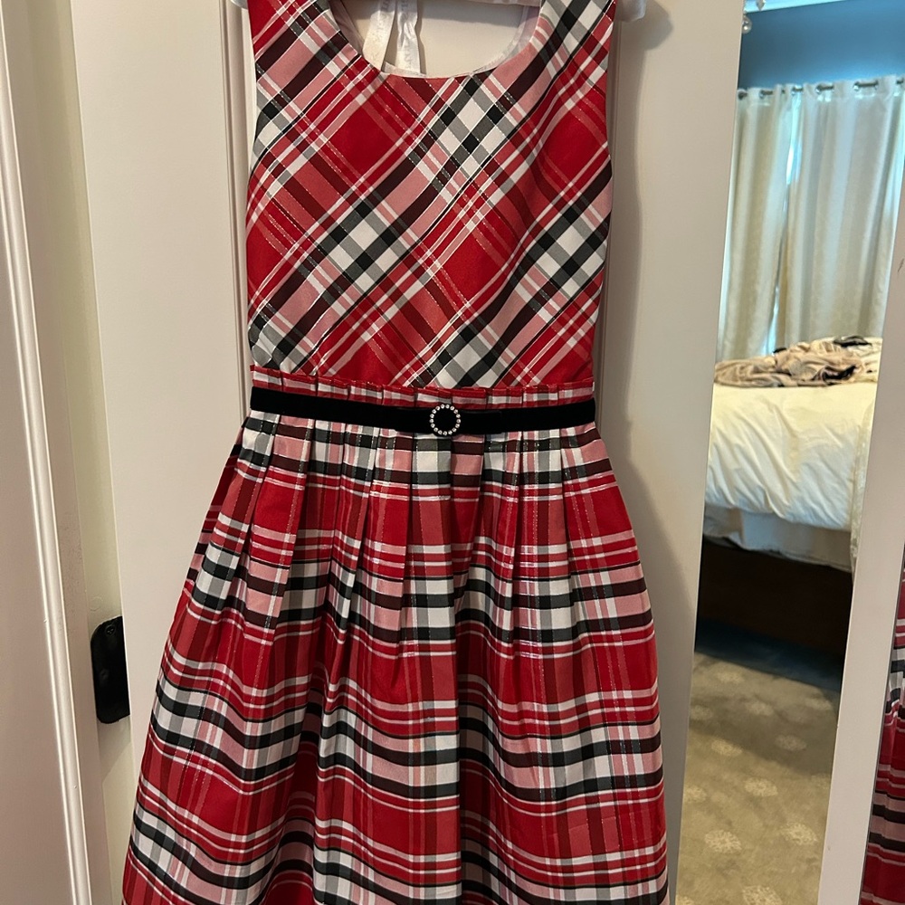 Jona Michelle Elegant Red Plaid Dress